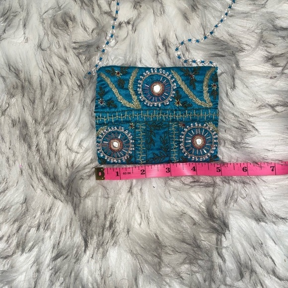 Y2k beaded bag mini beaded bag vintage beaded bag moyna bag Blue travel purse - Picture 6 of 13